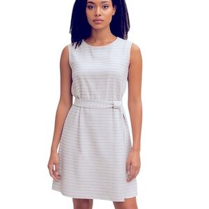 Anne Klein Lt Blue Elegant Striped Sleeveless Dress